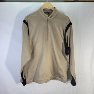 Mens Nike Golf Therma Fit Pullover 1/2 zip Tan/Black Size Large